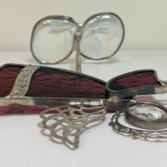 VNTG Stained Glass & Metal Angel Figurine 8.5” x 6” EUC - Picture 2 of 6